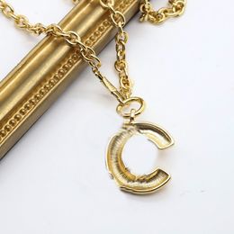 Never Fading Fashionable C Gold Plated Brass Copper Necklaces Choker Letter Pendant Statement Fashion Womens Necklace Wedding Jewellery Accessories #8478