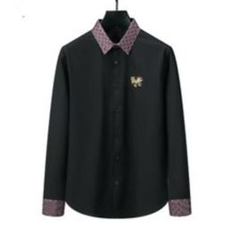 Luxury Designer Dress Shirt Mens Fashion Society Black Solid Colour Business Casual Mens Long Sleeve designer clothes