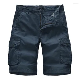 Men's Shorts 2024 Casual Cargo Men Solid Cotton Knee Length High Quality Military Bermuda Homme Baggy