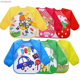 Bibs Burp Cloths Cute Baby Bibs Waterproof Long Sleeve Washable Bib for Baby Toddler Arts and Crafts Supplies Coloring Eating Kids for1-4 YearsL231125