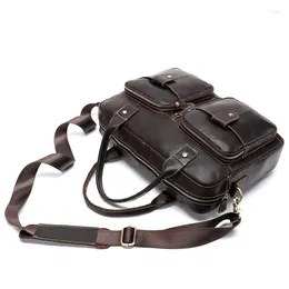 Briefcases Genuine Leather Male Package Leisure Man Single Shoulder Document Messenger Computer Laptop Bag Office For Men Luxury Handbags