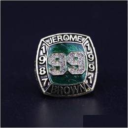 Cluster Rings Hall Of Fame Jerome Brown 99 American Football Team Champions Championship Ring With Wooden Box Set Souvenir Fan Men Gif Dh2V3