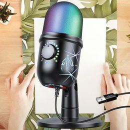 Microphones Usb Condenser Microphone Computer Dubbing Recording Mobile Phone Live Noise Reduction Game Gaming Luminous
