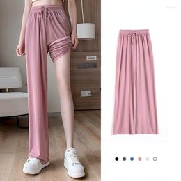 Women's Pants Summer Wide Leg Pant Korean Fashion Solid Loose Casual Women's Sports Clothing For Women Elastic Waist