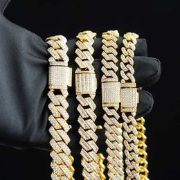 Moissanite Jewellery 9mm 10mm 12mm 13mm Width Iced Out Jewellery Bust Down Moissanite Diamonds Cuban Link Necklace Bracelet