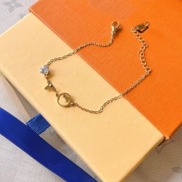 Fashion Style Bracelets Women Bangle Wristband Cuff Chain Clover Designer Brand Letter Jewellery Crystal 18K Gold Plated Stainless steel Wedding Love Gifts Bracelet