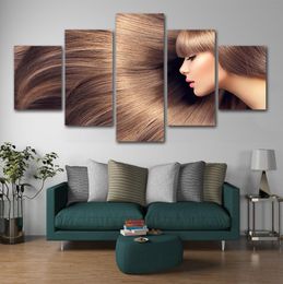 5 Panel Canvas Painting Hairdressing Posters Hair Slaon Canvas Wall Art Hair Salon Posters Artwork Barber Poster Painting2309550