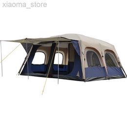 Tents and Shelters Alltel oxford cloth thickened rainstorm 6-12people glaming tent 2 bedrooms 1 multi-person hall two floors outdoor camping tourist