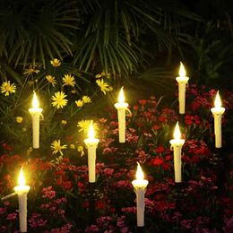 Lawn Lamps Solar Garden Light Candle Light with Candlesticks Holders Waterproof LED Solar Lamp for Outdoor Garden Lawn Pathway Decoration Q231125