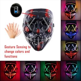Party Masks Luminous Led Purge Mask Halloween Cosplay Costume Nightclub Masquerade Neon Colour changing Carnival Glowing Masque 231124