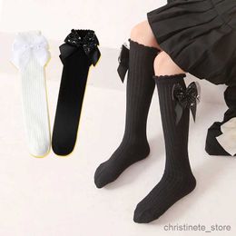 Kids Socks Princess Kids Girls Bubble Mouth Long Cotton Socks Baby Child Big Bow Over The Knee Socks Cute Shiny Lace Knee High Socks