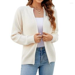 Women's Sweaters Autumn And Winter Temperament Product Loose Casual Fashion Solid Colour Long Sleeve Elegant Knitted Cardigan
