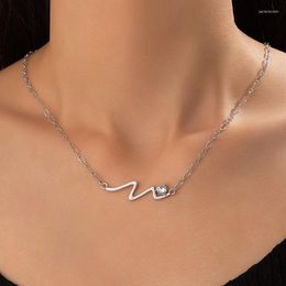 Pendant Necklaces INS Trendy Wave Clavicle Chain Choker Necklace Silver Color Allo Metal Adjustbale Jewelry For Women Gift Collar