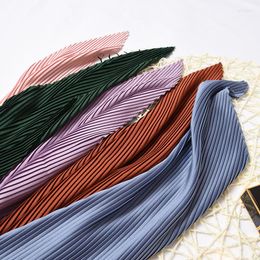 Scarves 2023 Plain Women Square Silk Scarf Long Skinny Ribbon Head Neck Small Pleated Hair Tie Band Kerchief Satin Foulard