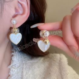 Elegant Wedding Earrings Geometric Pearl Heart Dangle Earrings Trendy Fashion Ear Accessories for Women Jewerly