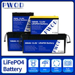 12V LiFePo4 Battery Bulit-in BMS Brand New 50AH 100Ah 200AH Lithium Iron Phosphate Rechargeable Battery For Kid Scooters Boat EV