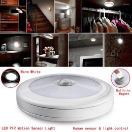Night Lights 6 LED PIR Infrared Motion Sensor Light Under Cabinet Closet Stairs Kitchen Wall Lamp Auto On/Off Battery Power