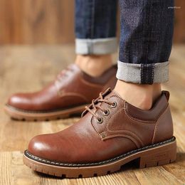 Dress Shoes EAGSITY Cow Leather Men Oxford Lace Up Casual Derby Comfort Wedding Party Thick Outsole Block Heel