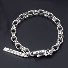 Pure S925 Sterling Silver Vintage Lock Clasps Men Women Couples Bracelet For Fine Jewelry 925 Solid Thai Silver O Chain Lovers Bangle 6.3mm