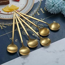 Spoons 2/4 Pieces Coffee Spoon Stainless Steel Luxury Gold For Home Kitchen Or Dining Room Dishwasher Safe 5.1 In Tableware