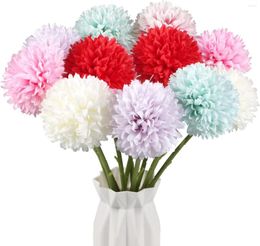 Decorative Flowers 12 Pcs Artificial Chrysanthemum Ball Bouquet For Home Garden Party Wedding Christmas Baby Shower Decor