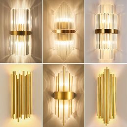 Wall Lamp Modern Luxury Crystal Gold Lamps For Bedrooms Beds Living Rooms Decorative LED Lights