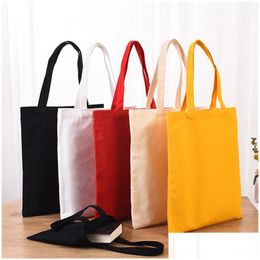 Storage Bags 4 Colours Womens Canvas Shoder Woman Cotton Shop Soft Handbag Casual Cloth Tote Girl Bag Ladies Lx4116 Drop Delivery Hom Dhufm