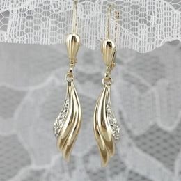 Dangle Earrings Exquisite Gold Colour For Women Vintage Jewellery Dazzling Metal Hollow Inlaid With White Zircon Drop Earring