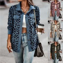 Designer Leopard Print Womens Jackets Autumn Winter Fashion Button Long Sleeved Jacket for Women Coats Clothing Clothes Big Size S-3XL