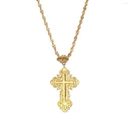 Pendant Necklaces Gold Color Crown Cross Pendants For Women Men Girls Religious Jewelry