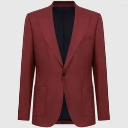 Men's Suits Mens Causal Blazer Single Breasted Suit Jacket For Men Burgundy Daily Dress One Button Tuxedo Coat Regular Fit Costume Homme