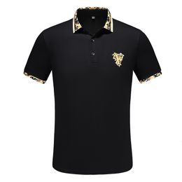 Men's Polos embroidery short-sleeved Polo Shirts men's summer British fashion cotton lapel knitted polo shirt 230424