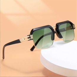 Moda de óculos de sol de meio quadro Kapelus metal lente verde escuro Meia - Women Lyloy Wrap Rimmed Luxury Glasses Men's Blackjvbq