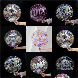 Party Decoration Printed Popball Scene Layout Decorative Paper Scrap Stripe Leaf Transparent Balloon 220523 Drop Delivery Home Garde Dhkmv