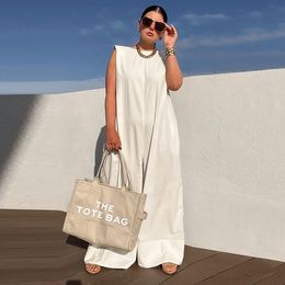 Women's Jumpsuits Rompers Yeezzi Solid Sleeveless Wide Leg Fitness Summer Fashion Women's Loose White Casual Cool Women's Bodysuit