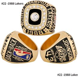 Solitaire Ring 56Pcs 1967 To 2023 Basketball Team Champions Championship Ring Trophy With Wooden Display Box Set Sport Souvenir Men Wo Dhg7P