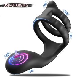 Cockrings Male Silicone Penis Ring Wireless Ultra Soft CockRing 10 Vibration for Erection Enhancing Time Delay Ejaculation Sex Toy Men 231124