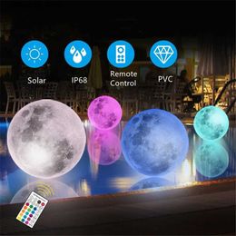 Lawn Lamps Solar Outdoor LED Garden Moon Light Remote Control Floor Street Lawn Lamp Swimming Pool Wedding Party Holiday Home Decoration Q231125