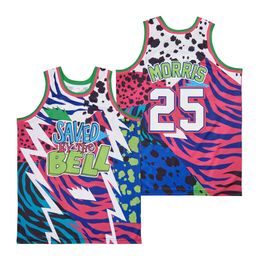 TV Movie Saved by the Bell Jersey Basketball 25 Morris Basketball Film Retro University High School For Sport Fans Breathable Stitched Pullover Team Shirt HipHop