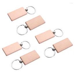 Keychains 180Pcs Blank Rectangle Wooden Key Chain DIY Wood Tags Can Engrave Gifts