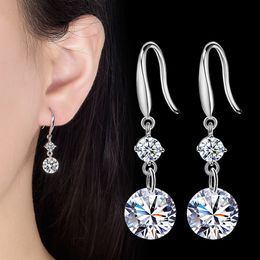 luxury clear zircon dangle earrings women sweet fashion S925 sterling silver bling diamond crystal elegant chandelier earings ear rings earring jewelry