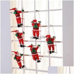 Christmas Decorations Santa Claus Decoration Doll Presents Window Pendant Household White Beard Climbing Ladder Ornaments Drop Deliv Dhrdi