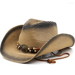 Berets Straw Sun Hat For Women Summer Hats Western Cowboy Spray Paint Stylish Tend Beach Sunscreen