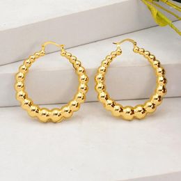Hoop Earrings African Beaded 24K Gold Plated High Quality Copper Dubai Jewellery Accessories For Daily Wear Party Girls Gifts