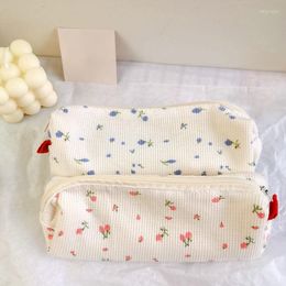 Cute Floral Print Pencil Bag Fresh Flowers Cases Simple Type For Student Storage Bags School Supplies Stationery Gift