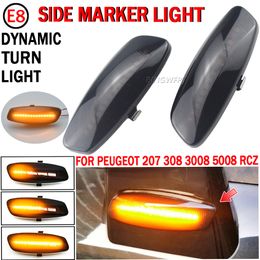 For Peugeot 408 308 07 3008 5008 RCZ Sequential LED 2Pcs Dynamic Car Side Marker Light Turn Signal Indicator Blinker Lights