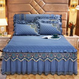 Bed Skirt 3 Pcs Bed Spreads Embroidery Bed Skirt Cotton Bed Cover Bed Sets Bed Spread Beautiful Bedding Blanket for Cal Queen/King Size 230424