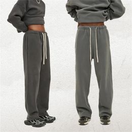 Men's Pants Winter Solid Fleece Sweatpants For Men Unisex Hip Hop Elastic Waist Jogger Two-Pocket Styling