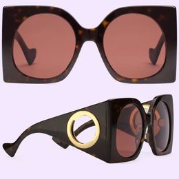 Square-frame Sunglasses for Women Designer retro Glasses frame Womens dark brown acetate sunglasses G1255 Ultra large eyeglass frame design 1254S with box