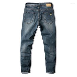 Men's Jeans Italian Vintage Design Men's Dark Color Straight Fit Cotton Denim Pants Ripped For Men Fashion Classical Homme